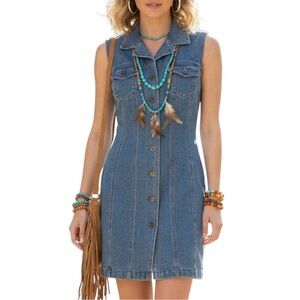 Squeeze Jeans Faded Blue Sleeveless Denim Vest Dress Small